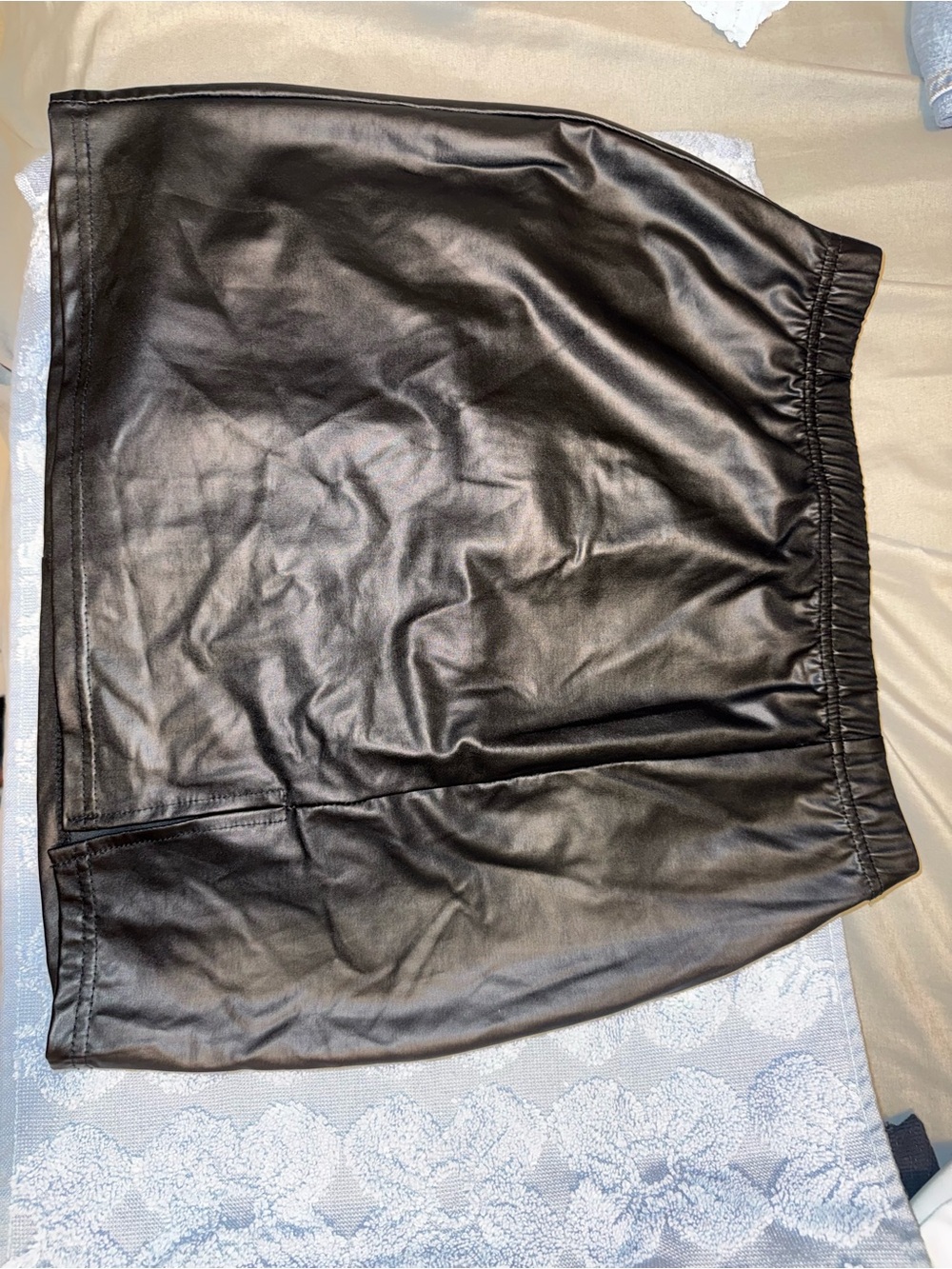 SHEIN Black Faux Leather Elastic Waist Mini Skirt